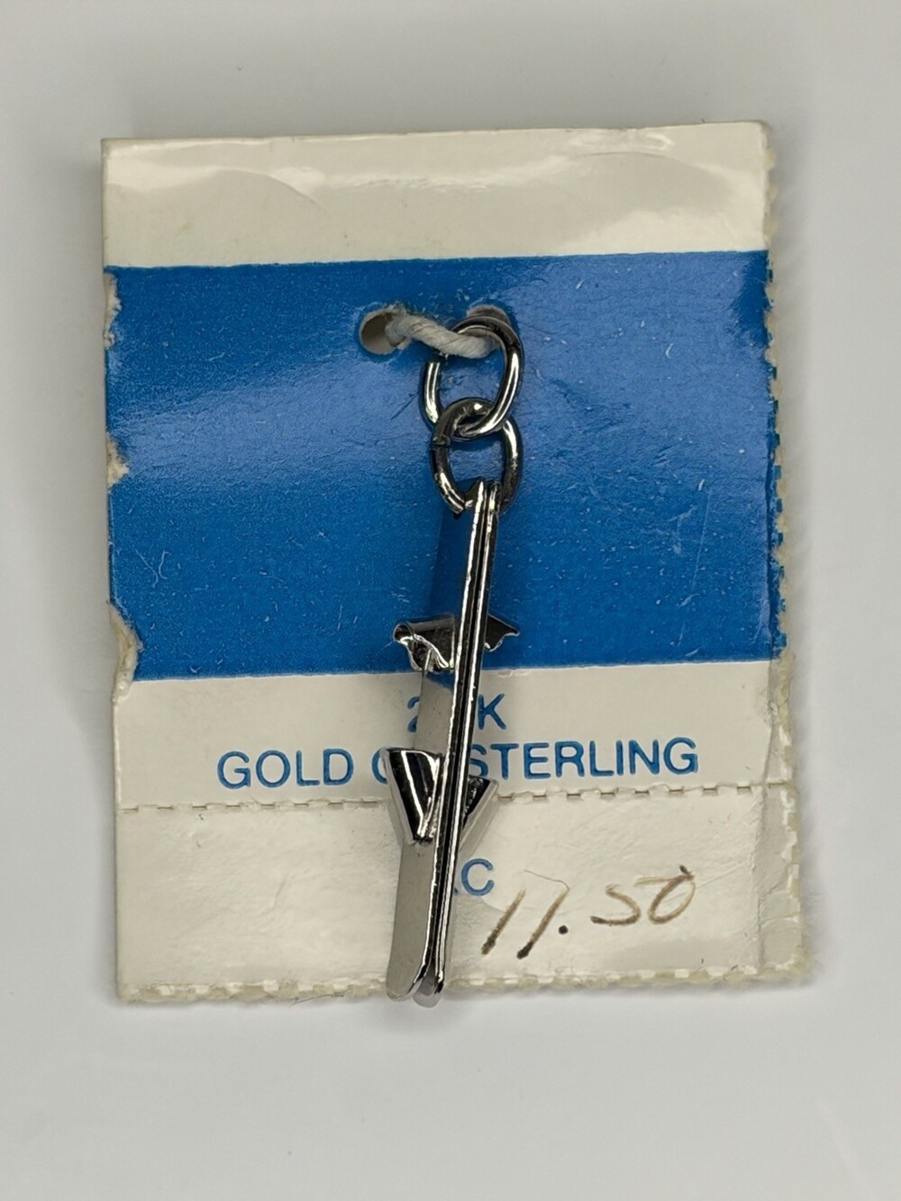 Vintage JMF 22K Gold on Sterling Silver Ski Kinetic Pendant NOS Tag 925